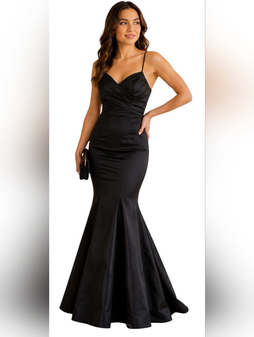 B. Darlin Black Satin Taffeta Mermaid Formal Gown Size 5/6